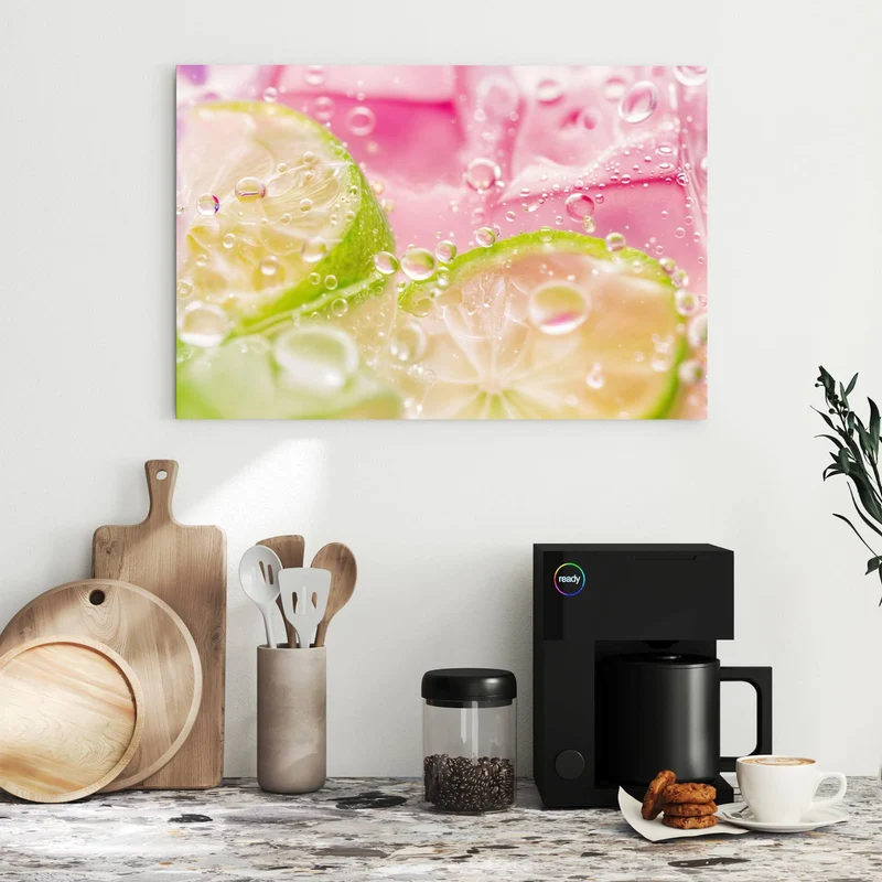 Metall Magnettafel - Limetten auf Rosa