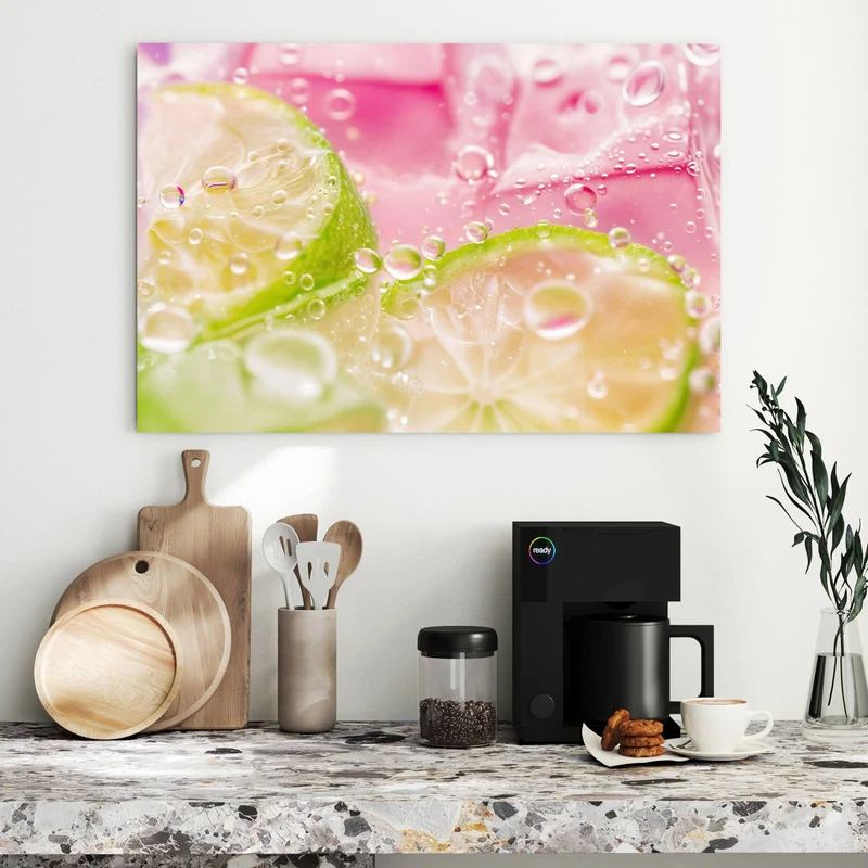 Metall Magnettafel - Limetten auf Rosa