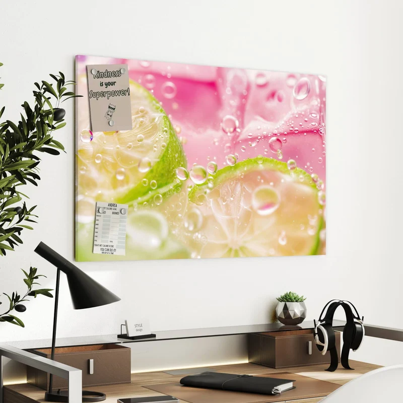 Metall Magnettafel - Limetten auf Rosa