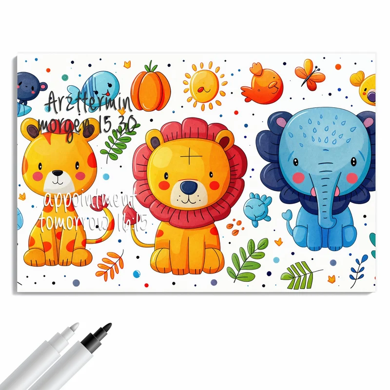 Metall Magnettafel - Löwe und Leopard