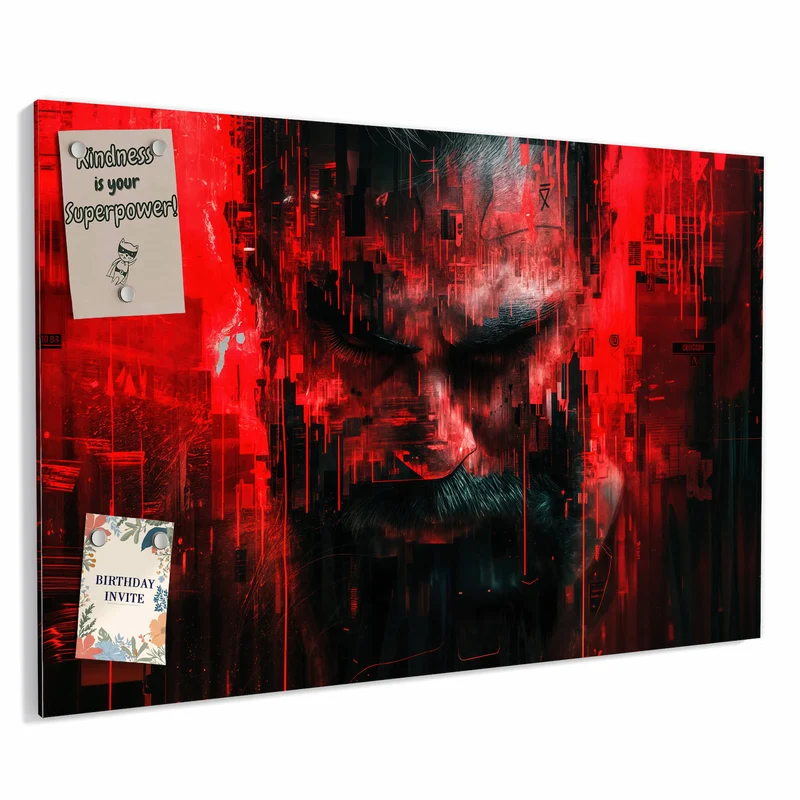 Metall Magnettafel - Porträt in Rot