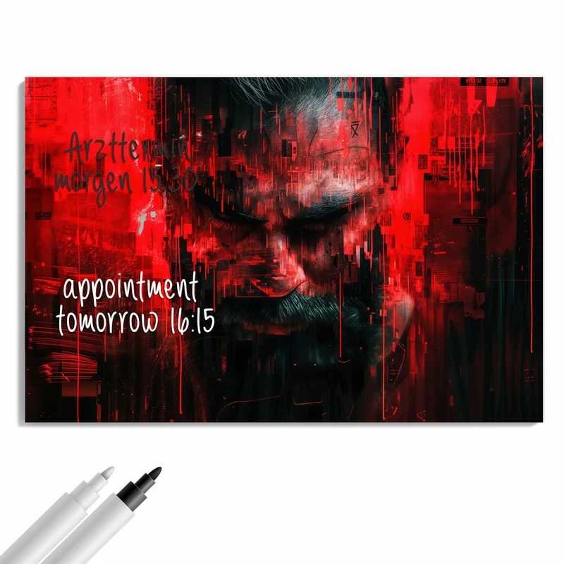 Metall Magnettafel - Porträt in Rot