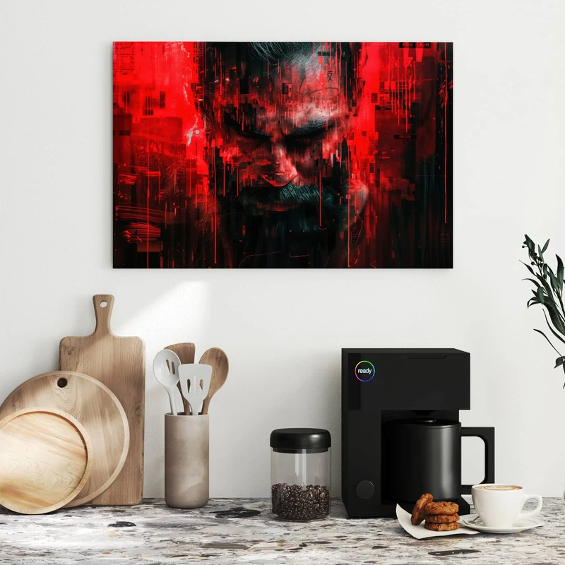 Metall Magnettafel - Porträt in Rot