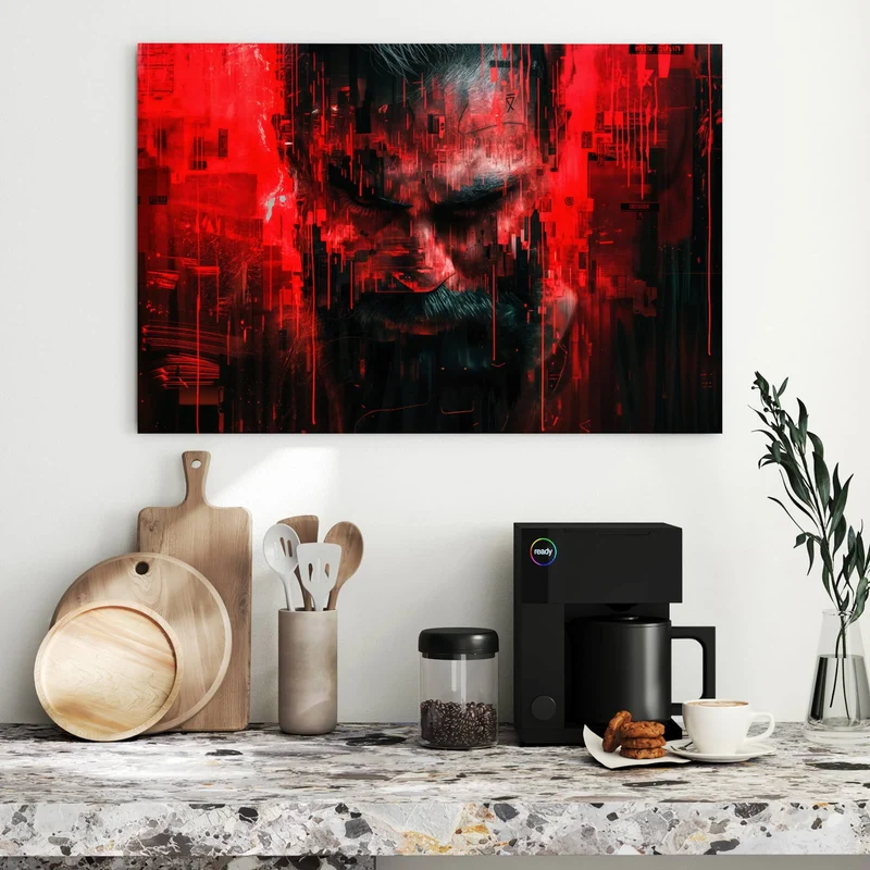 Metall Magnettafel - Porträt in Rot