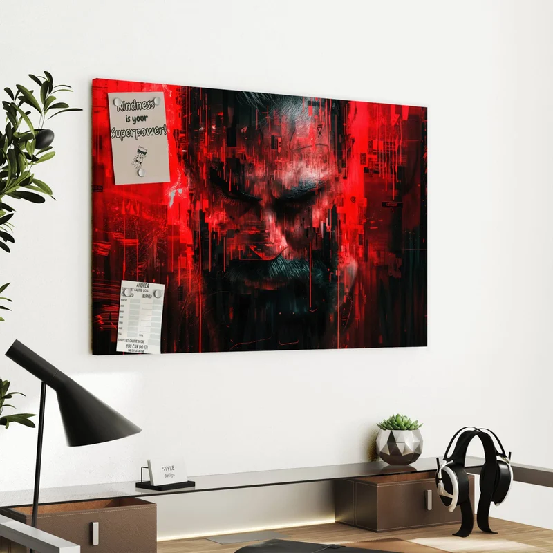 Metall Magnettafel - Porträt in Rot
