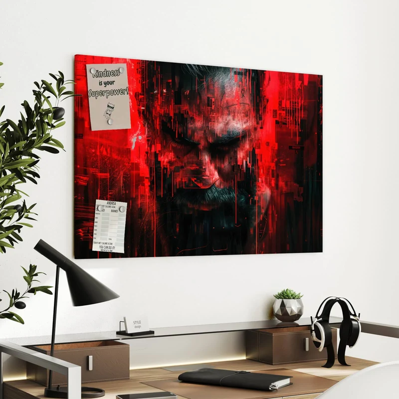 Metall Magnettafel - Porträt in Rot