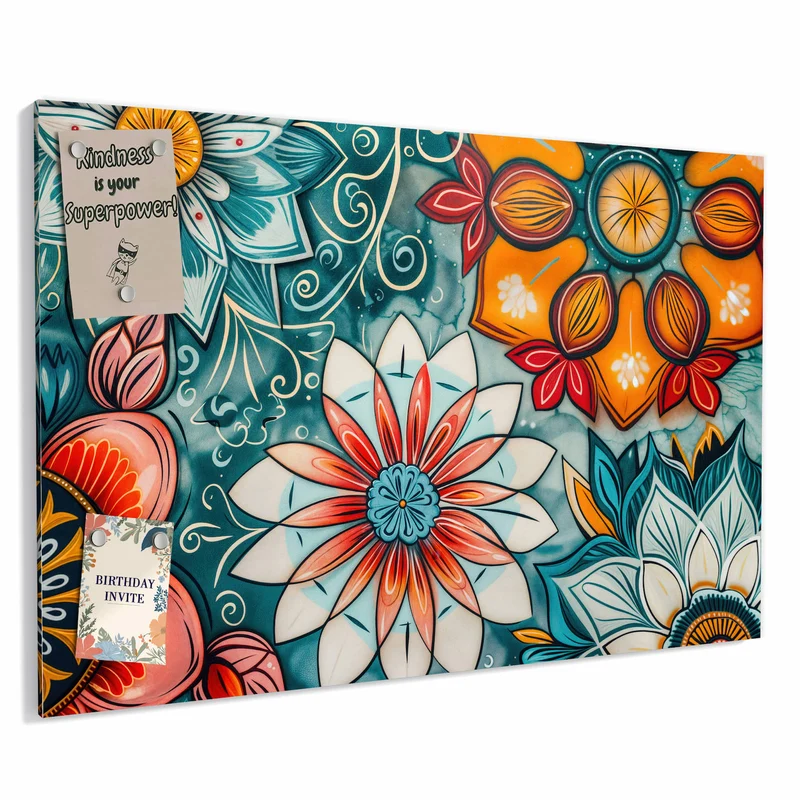 Metall Magnettafel - Ornamente und Blüten