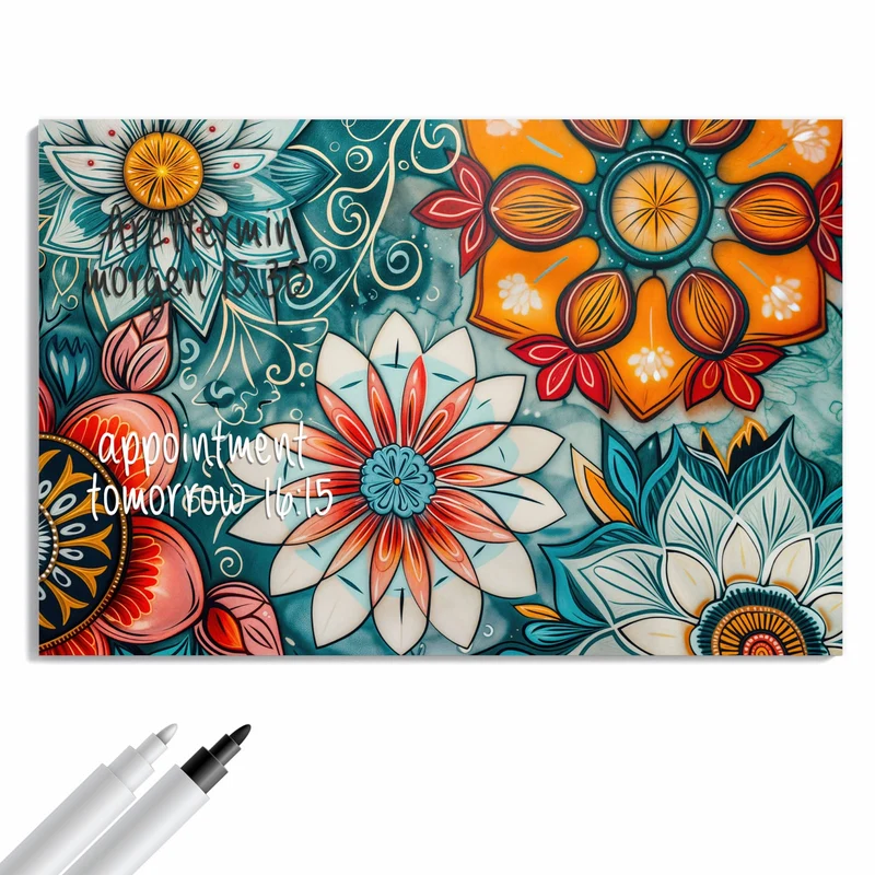Metall Magnettafel - Ornamente und Blüten