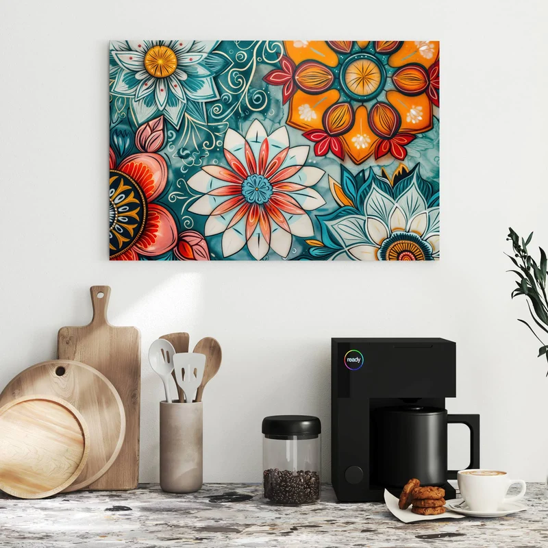 Metall Magnettafel - Ornamente und Blüten