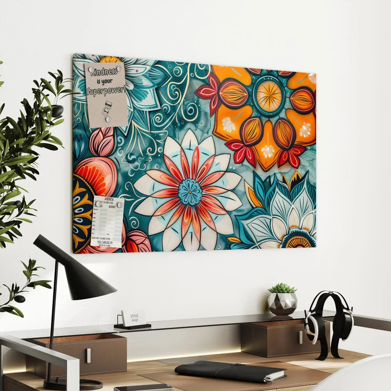 Metall Magnettafel - Ornamente und Blüten