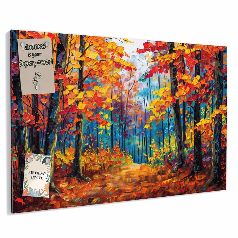 Metall Magnettafel - Gemalter Herbstwald
