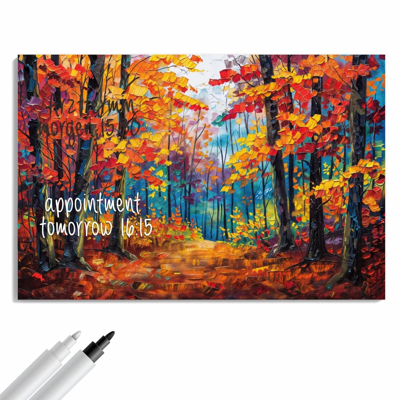 Metall Magnettafel - Gemalter Herbstwald