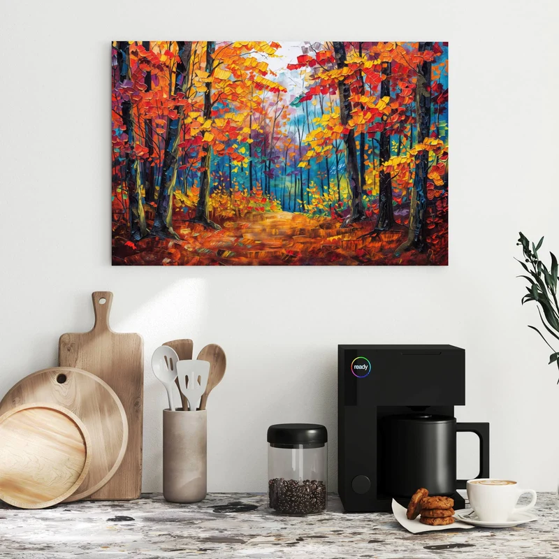 Metall Magnettafel - Gemalter Herbstwald
