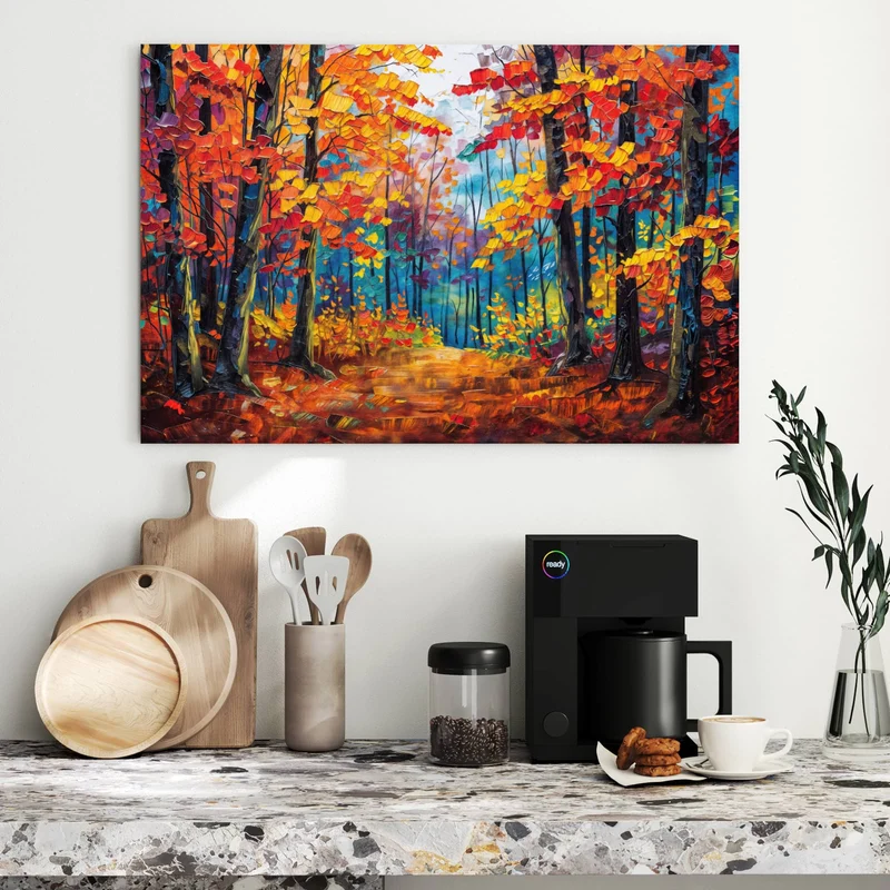 Metall Magnettafel - Gemalter Herbstwald