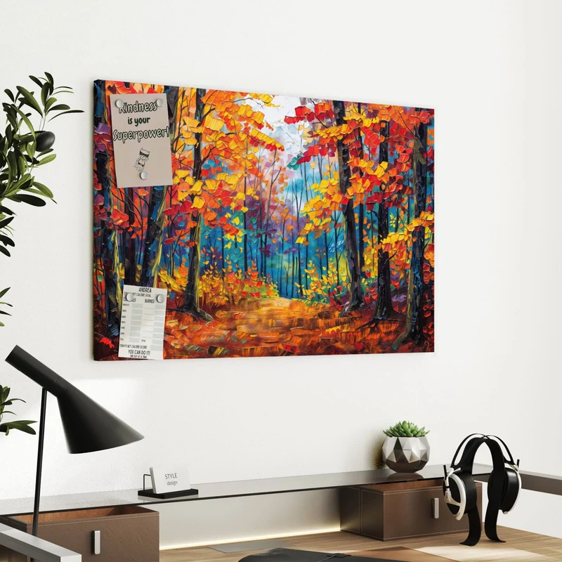 Metall Magnettafel - Gemalter Herbstwald