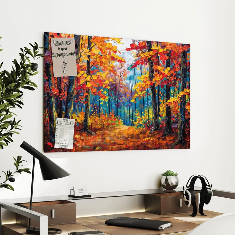 Metall Magnettafel - Gemalter Herbstwald