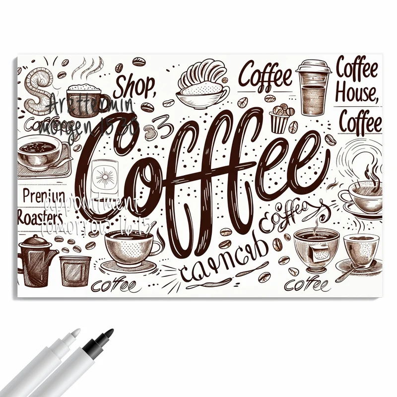 Metall Magnettafel - Handgezeichneter Kaffee
