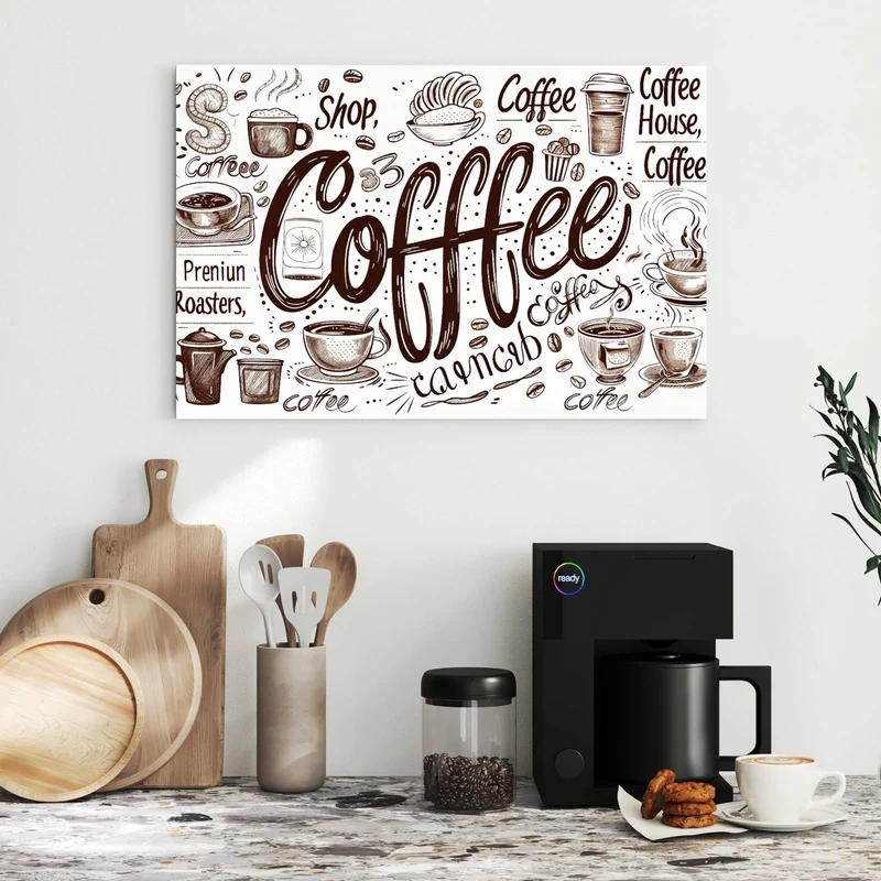 Metall Magnettafel - Handgezeichneter Kaffee
