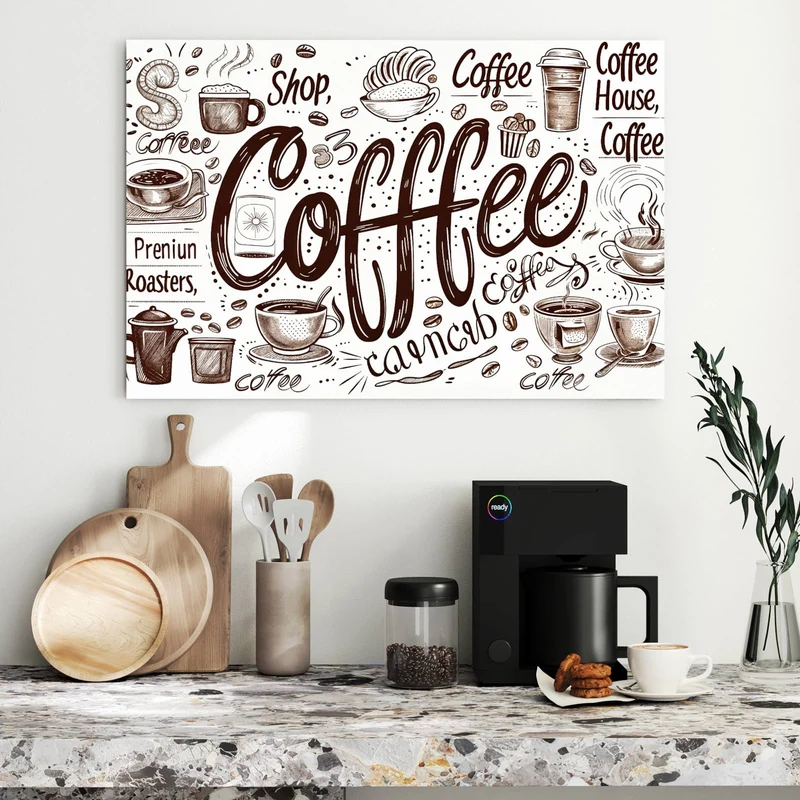 Metall Magnettafel - Handgezeichneter Kaffee