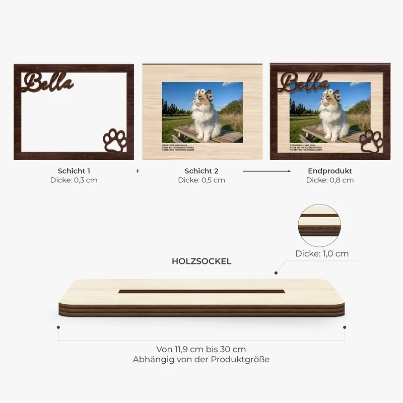 Wenn Liebe Allein Dich Hätte Bei Uns Halten Können - Personalisierte Trauergeschenke | Holzaufsteller Mit Standfuß Foto Haustiere
