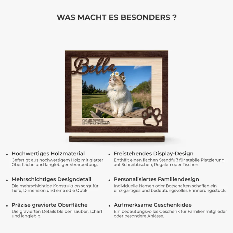 Wenn Liebe Allein Dich Hätte Bei Uns Halten Können - Personalisierte Trauergeschenke | Holzaufsteller Mit Standfuß Foto Haustiere