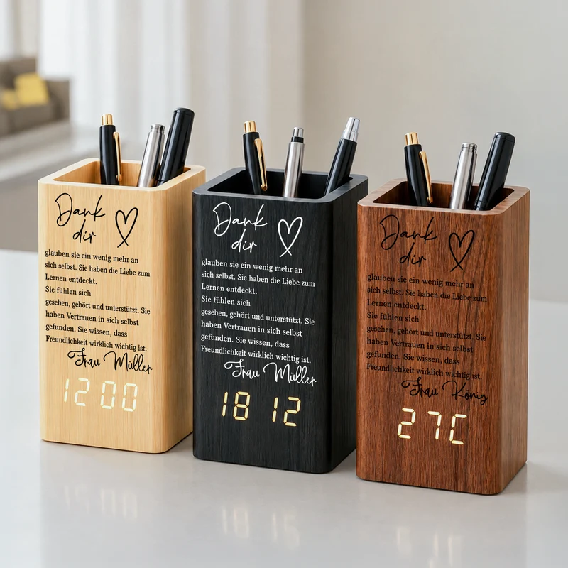 Dank Dir Glauben Sie Ein Wenig Mehr An Sich Selbst - Personalisierte Geschenke Lehrerin | Stiftehalter Mit Uhr Blumen
