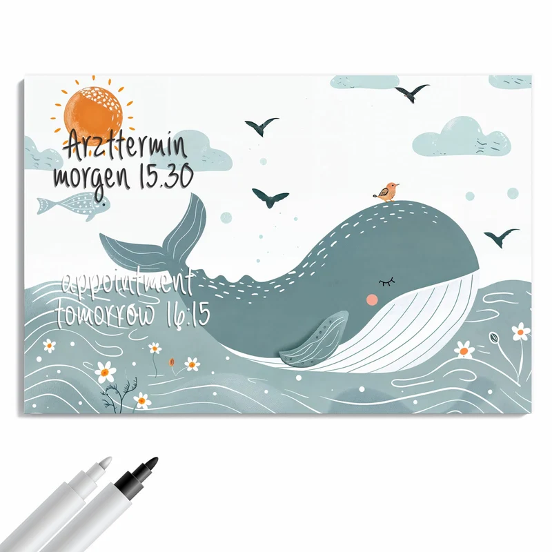 Metall Magnettafel - Schlafender Wal