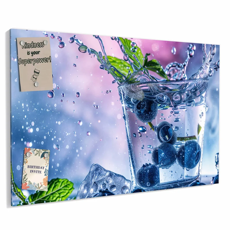 Metall Magnettafel - Blaubeeren im Glas