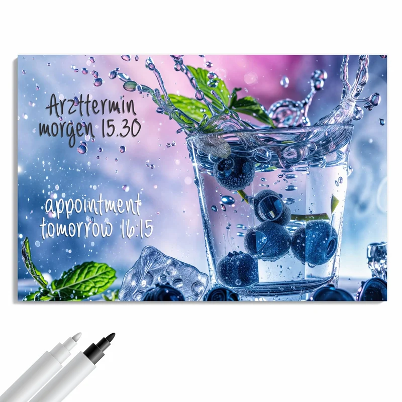 Metall Magnettafel - Blaubeeren im Glas