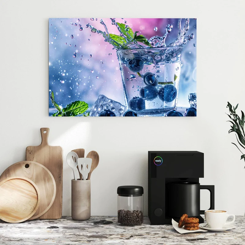 Metall Magnettafel - Blaubeeren im Glas