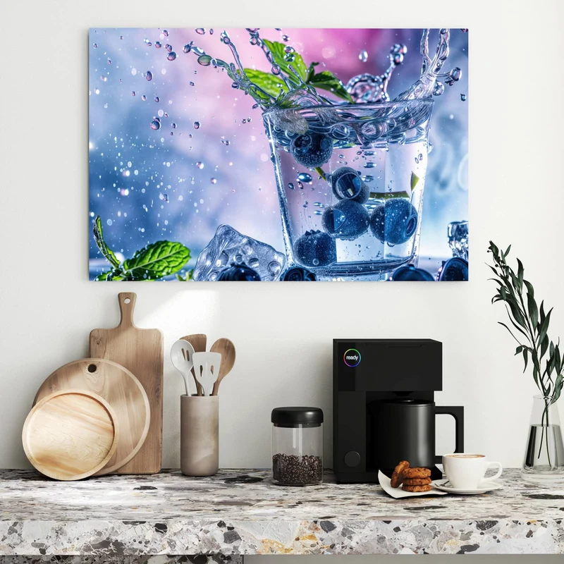 Metall Magnettafel - Blaubeeren im Glas