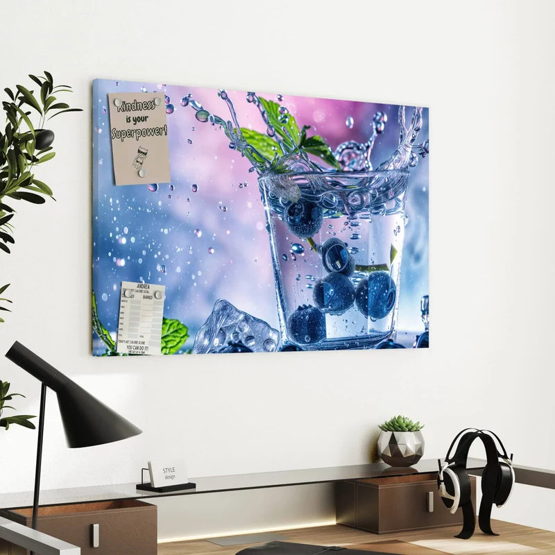 Metall Magnettafel - Blaubeeren im Glas