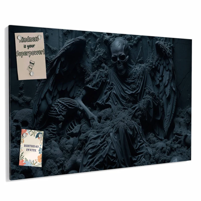 Metall Magnettafel - Geflügeltes Skelett