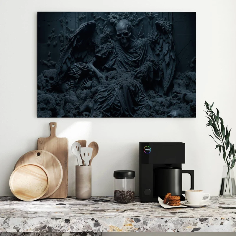 Metall Magnettafel - Geflügeltes Skelett