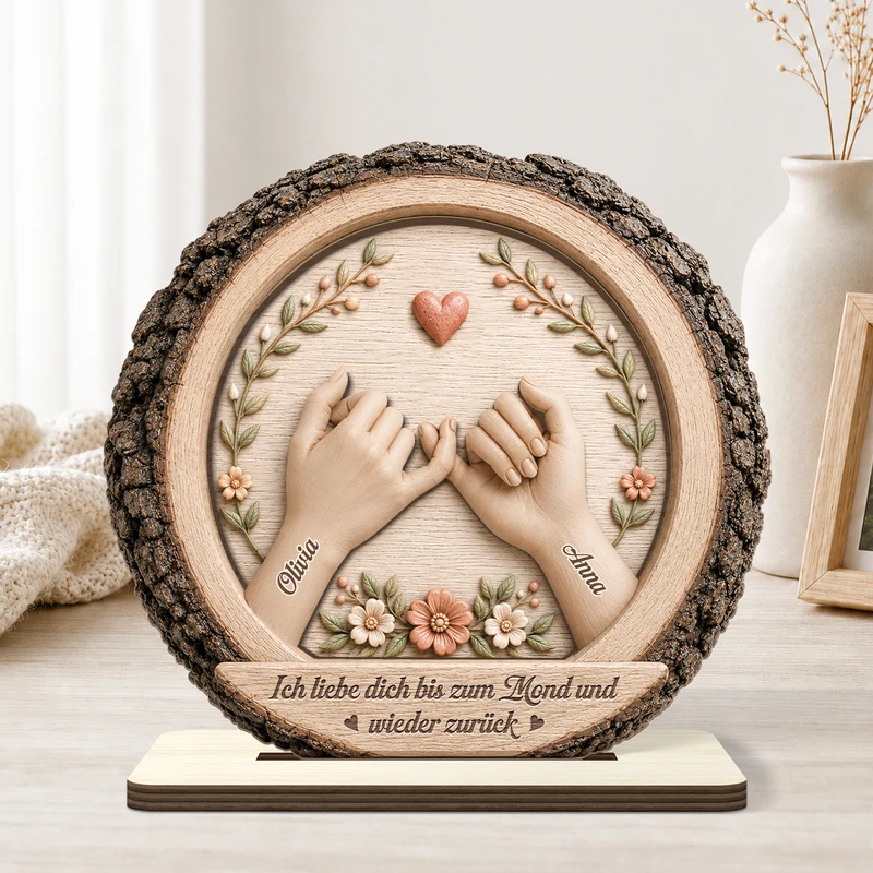[3D-Optik] Bestie Für Immer - Personalisiertes Geschenk | Holzaufsteller Mit Standfuß Beste Freunde