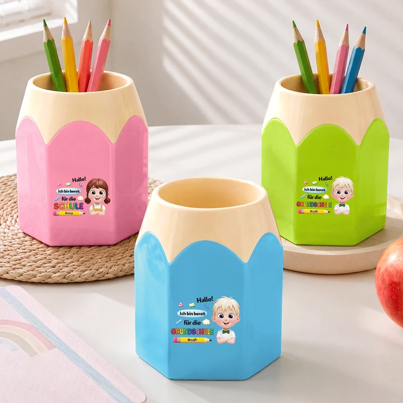 [3D-Optik] Hallo Ich Bin Bereit Für Den Kindergarten - Personalisierte Geschenke Kinder | Stiftehalter