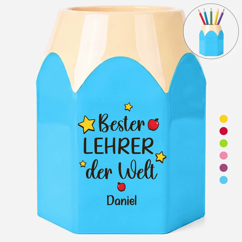 Beste Lehrerin Der Welt - Personalisiertes Geschenk | Stiftehalter