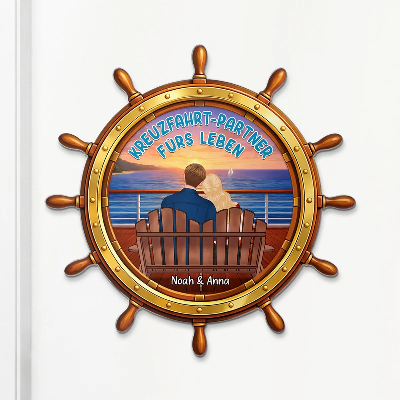 Kreuzfahrt-Partner Fürs Leben - Personalisierte Geschenke Paar | Acryl Magnet Steuerrad