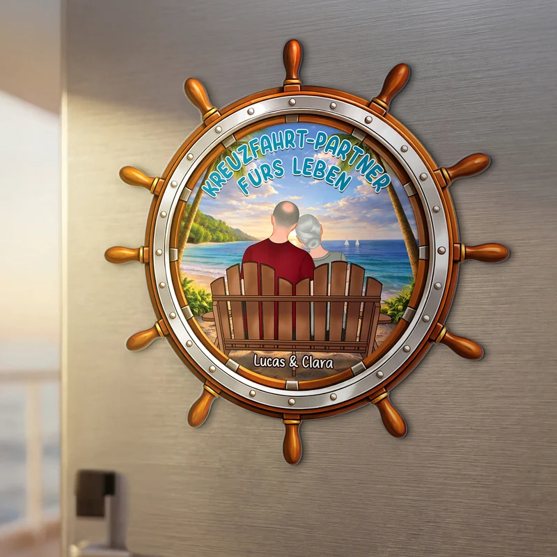 Kreuzfahrt-Partner Fürs Leben - Personalisierte Geschenke Paar | Acryl Magnet Steuerrad