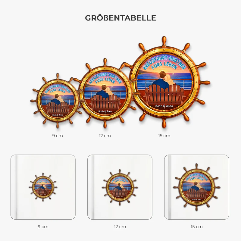Kreuzfahrt-Partner Fürs Leben - Personalisierte Geschenke Paar | Acryl Magnet Steuerrad