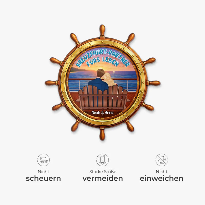 Kreuzfahrt-Partner Fürs Leben - Personalisierte Geschenke Paar | Acryl Magnet Steuerrad
