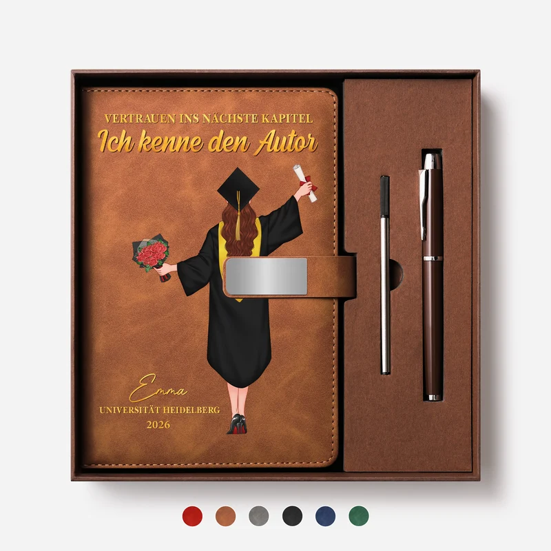 Vertrauen Ins Nächste Kapitel Ich Kenne Den Autor - Personalisierte Geschenke Abschluss | Notizbuch Leder Mit Stift