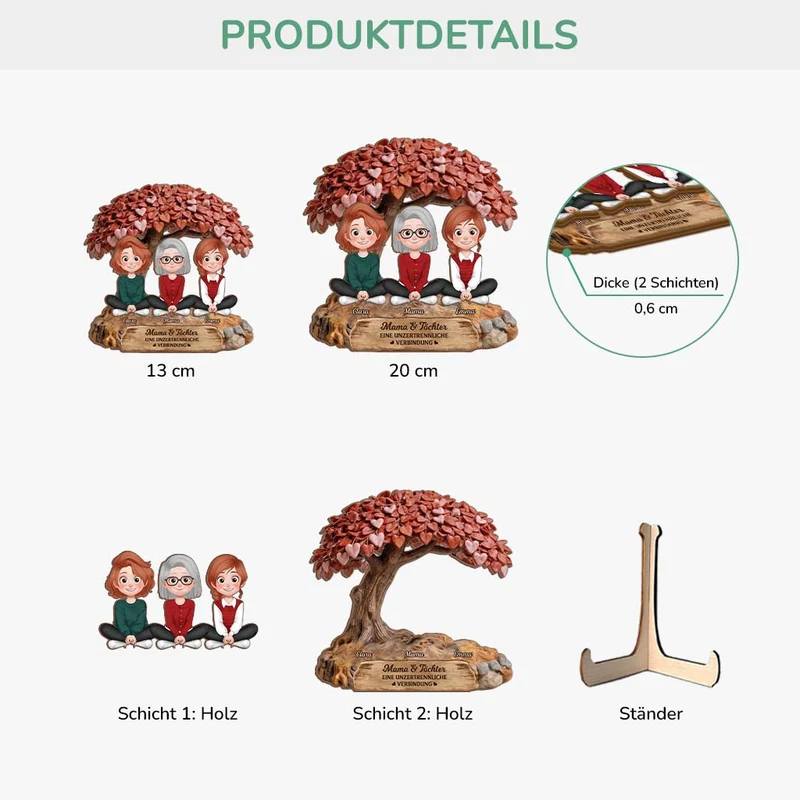 Mama & Tochter Eine Unzertrennliche Verbindung - Personalisiertes Geschenk | Holzaufsteller