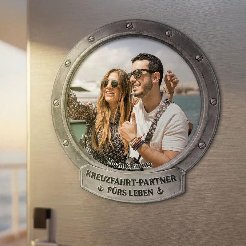 Kreuzfahrt-Partner Fürs Leben - Personalisierte Geschenke Paar | Acryl Magnet Foto Bullauge