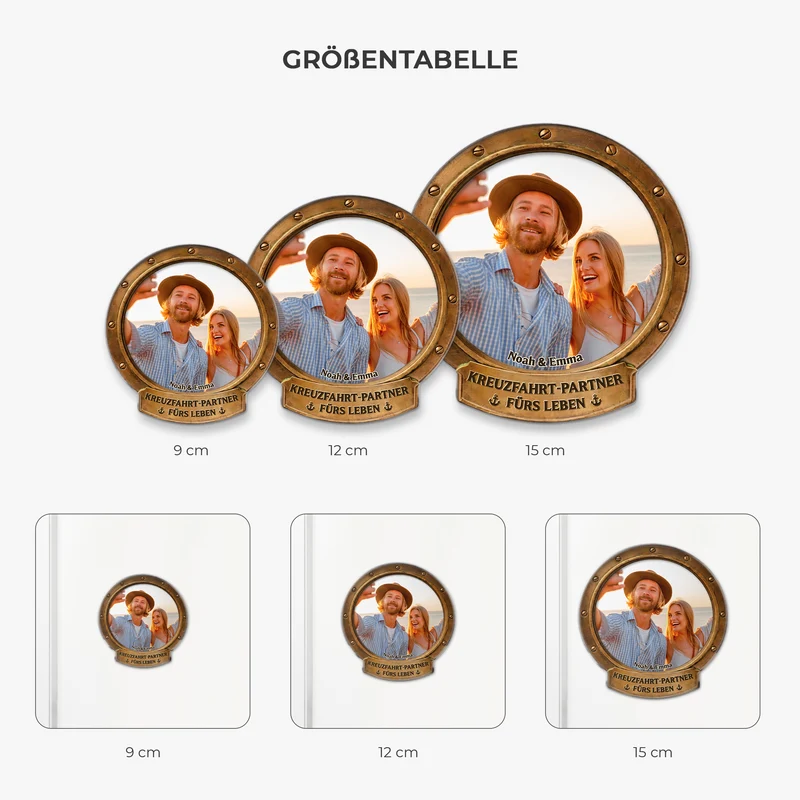 Kreuzfahrt-Partner Fürs Leben - Personalisierte Geschenke Paar | Acryl Magnet Foto Bullauge