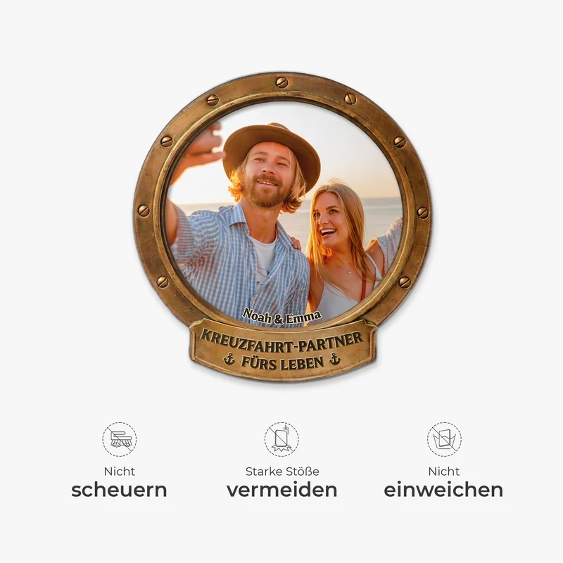 Kreuzfahrt-Partner Fürs Leben - Personalisierte Geschenke Paar | Acryl Magnet Foto Bullauge