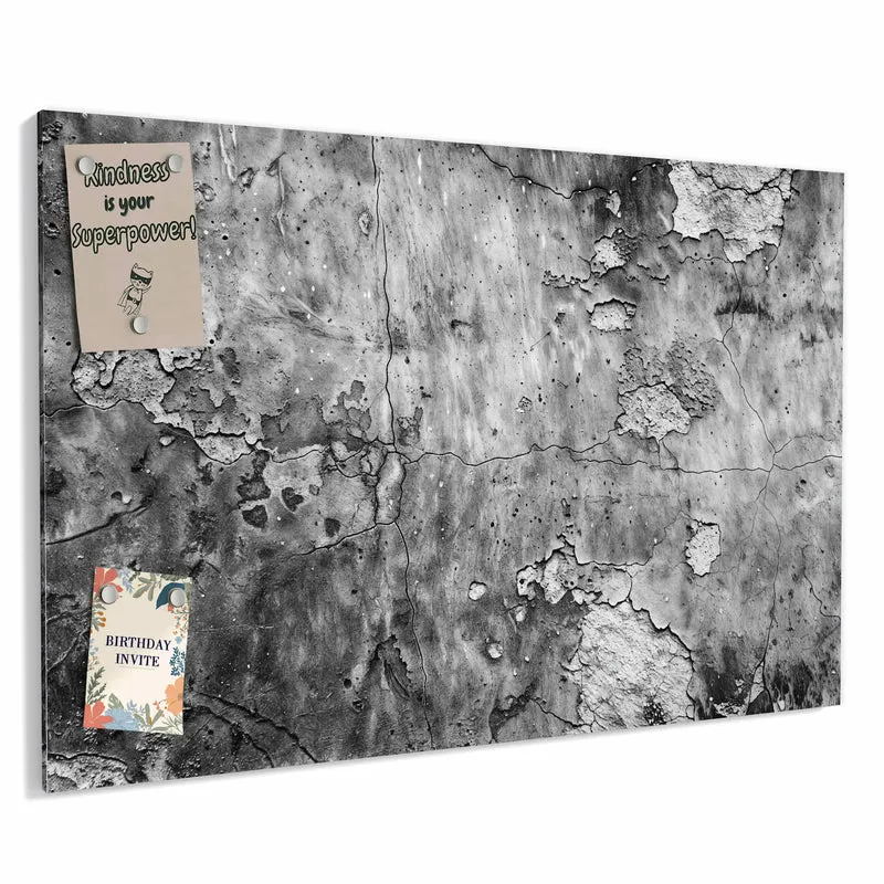 Metall Magnettafel - Rissiger Putz in Grau