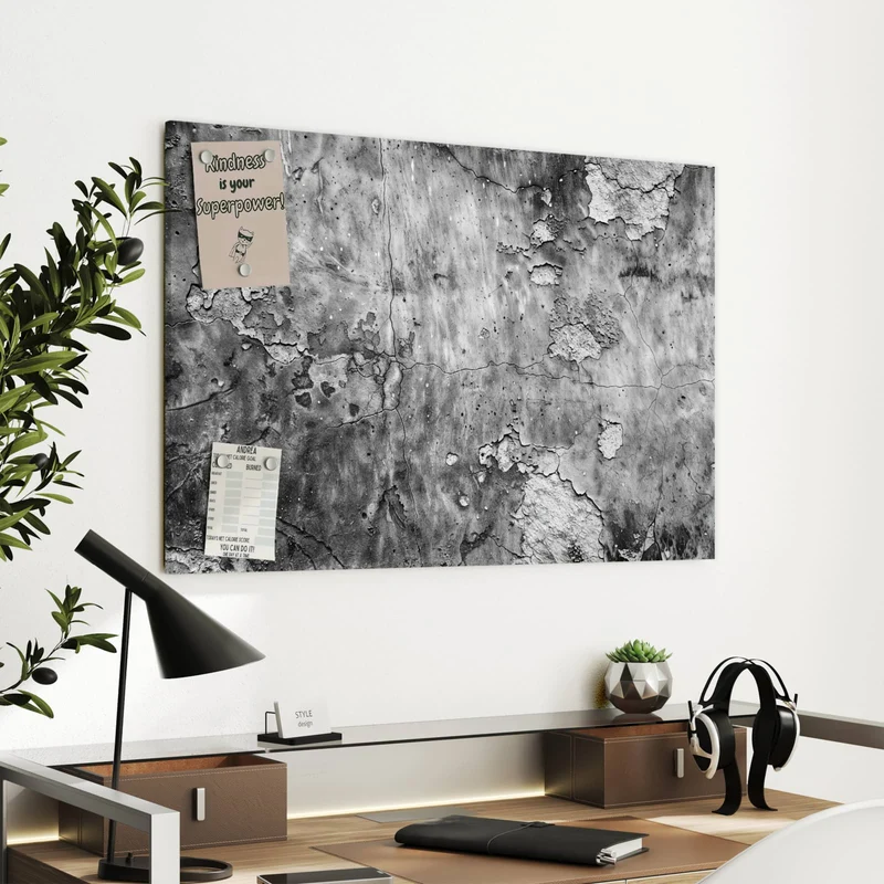 Metall Magnettafel - Rissiger Putz in Grau