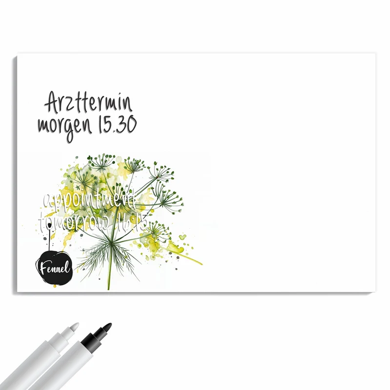Metall Magnettafel - Fenchel in Aquarell