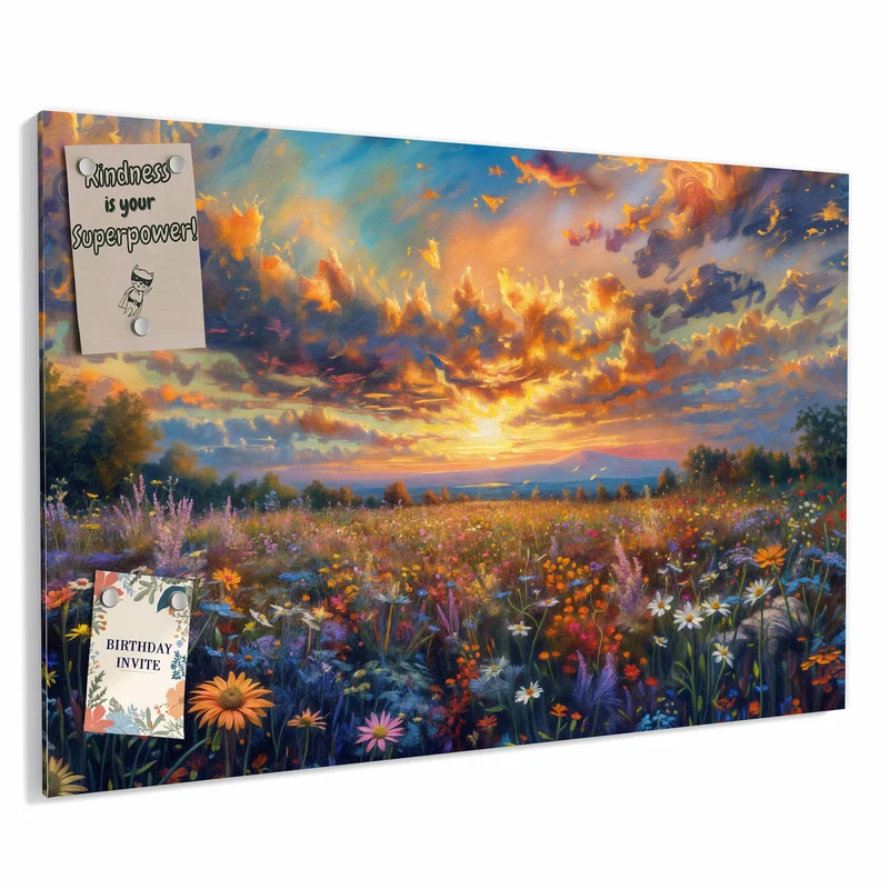 Metall Magnettafel - Gemalte Wildblumen